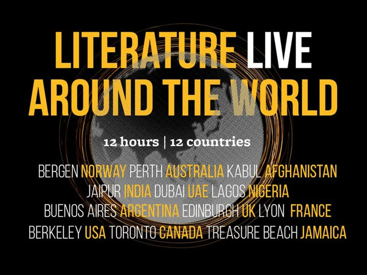 Poster for Literature Live Around the World: 12 hours, 12 countries